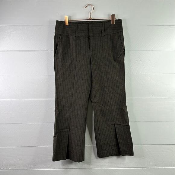 BANANA REPUBLIC Brown Wool‎ Striped Capri Slack Business Pants Bottoms Size 0 - Picture 1 of 14